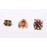 Regency gold and foil-backed topaz five-row clasp,