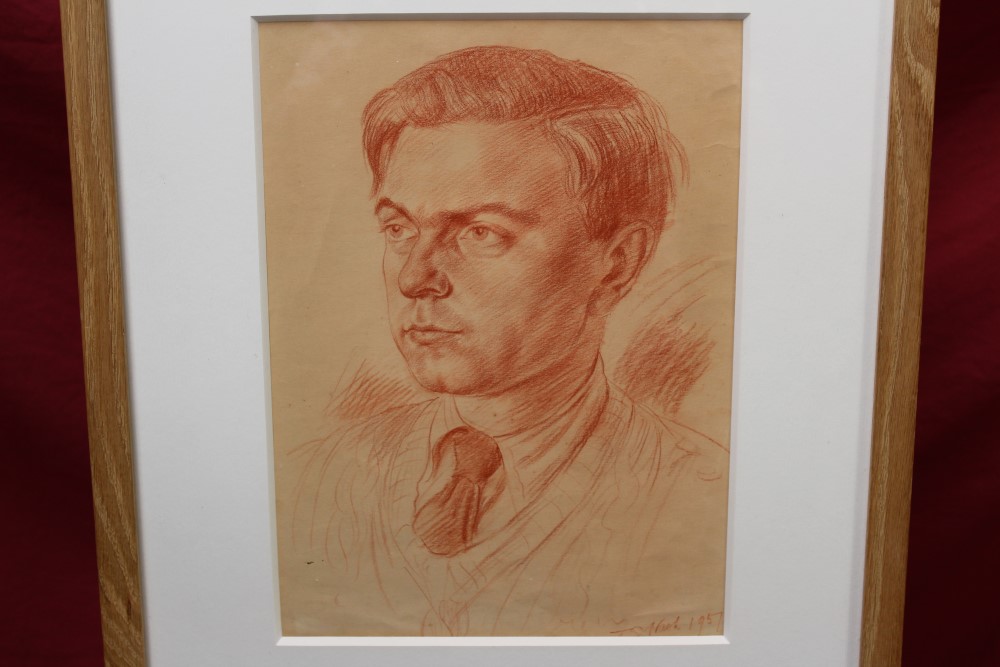 Thomas Saunders Nash (1891 - 1968), oil on board - portrait of Neil Gibson head and shoulders, - Image 5 of 6