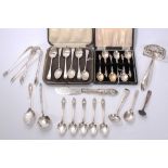 Selection of miscellaneous Georgian and later flatware - including two pairs sugar tongs,