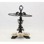 Victorian cast iron novelty nautical themed stick stand with twin oval divisions between projecting
