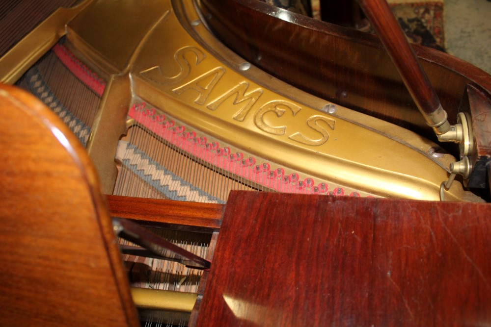 Sames of London iron framed overstrung baby grand piano in rosewood case, - Image 2 of 3