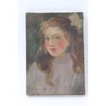 David Fulton (1848 - 1930), oil on canvas - portrait of a Pre-Raphaelite girl, signed, unframed,