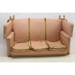 19th century style Knole sofa, typical drop end square form raised on castors,