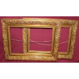 Pair of late 19th century gilt and gesso frames - internal measurements 30cm x 46cm