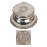 Fine late Victorian Royal Presentation silver capstan inkwell given by TRH The Duke and Duchess of