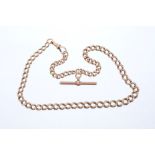 Edwardian 9ct rose gold watch chain with graduated curb links CONDITION REPORT Total