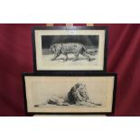 Herbert Thomas Dicksee (1862 - 1942), two signed etchings - Lion and Tiger,