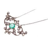 Edwardian emerald and diamond pendant necklace,