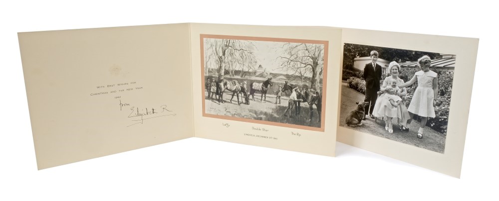 HM Queen Elizabeth The Queen Mother - two signed Christmas cards for 1960 and 1961,