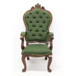 George IV rosewood open armchair,