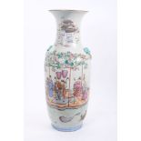 19th century Chinese famille rose porcelain vase polychrome painted with figures in a boat,