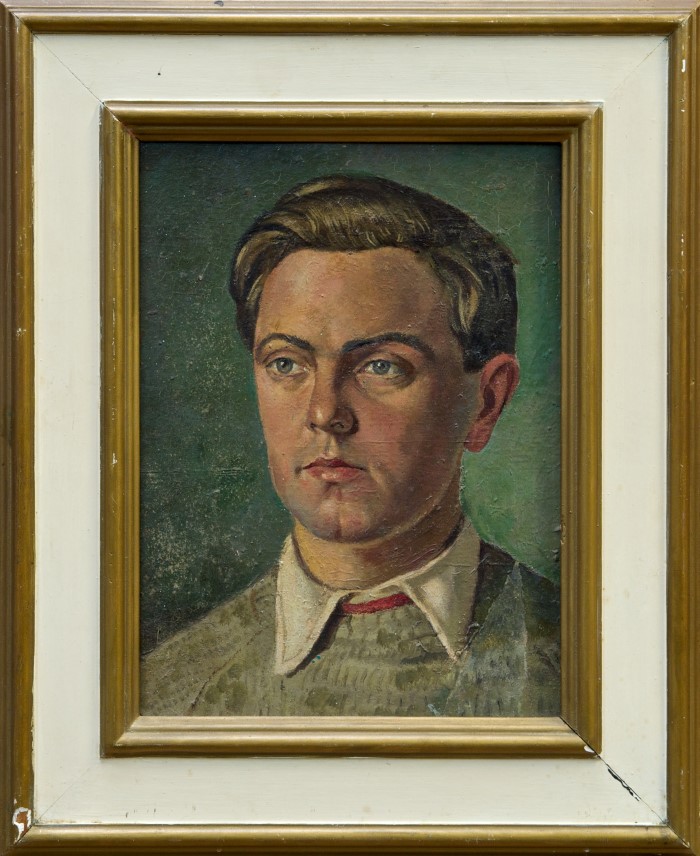 Thomas Saunders Nash (1891 - 1968), oil on board - portrait of Neil Gibson head and shoulders,