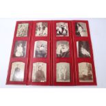 Fine Victorian red leather four-fold photograph table screen frame - containing twelve family