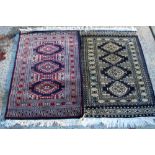 Pakistani part silk small rug with three medallions on ivory ground, 95cm x 63cm,