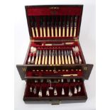 Comprehensive part canteen of Webber & Hill silver plated cutlery in a fitted case (key present) -