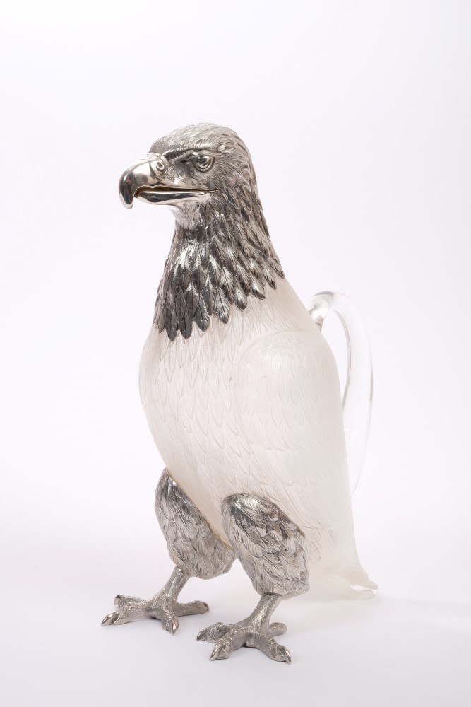 Victorian silver mounted claret jug in the form of a Golden Eagle,