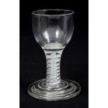 Mid-18th century toasting glass with plain baluster bowl,
