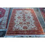 Modern Ziegler pattern rug with scrolling lotus flower ornament in borders,