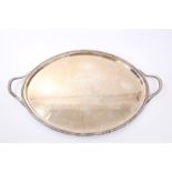 Large 1920s silver tray of oval form,