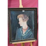 *Edward Bainbridge Copnall (1903 - 1973), oil on canvas - portrait of a lady in blue dress,