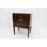 Early 19th century mahogany satinwood crossbanded and patera inlaid cellarette, square form,