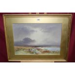 Charles Edward Brittan (1837-1888) watercolour - Moorland Mists, Near Princetown, Dartmoor, signed,