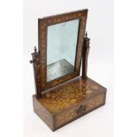 Early 19th century Dutch mahogany and floral marquetry toilet mirror with rectangular hinged mirror