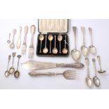 Selection of Georgian and later miscellaneous silver flatware - including spoons, forks,