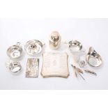 Selection of miscellaneous 20th century silver and white metal - including pap boat, quaich, caddy,