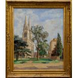 Charles Cottet (1863 - 1925), oil on panel - Cathedral de Moulins, signed, in gilt frame,