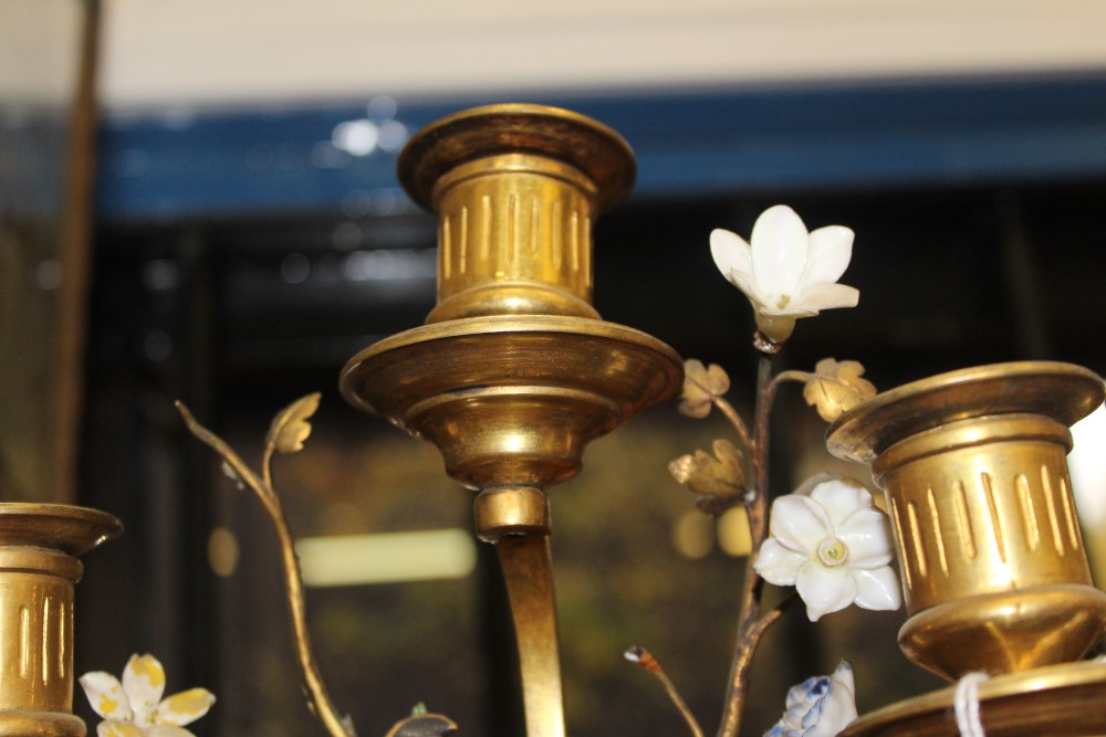 Pair 18th century Meissen miniature equestrian figures, with later gilt metal candelabra mounts, - Image 8 of 8