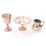 1920s silver tazza of circular form, with dished centre and flared rim,