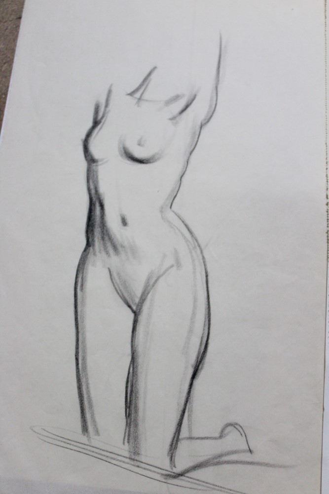 Philip Naviasky (1894 - 1983), four pencil sketches - Female Nudes, unframed, 42cm x 26cm. - Image 2 of 6