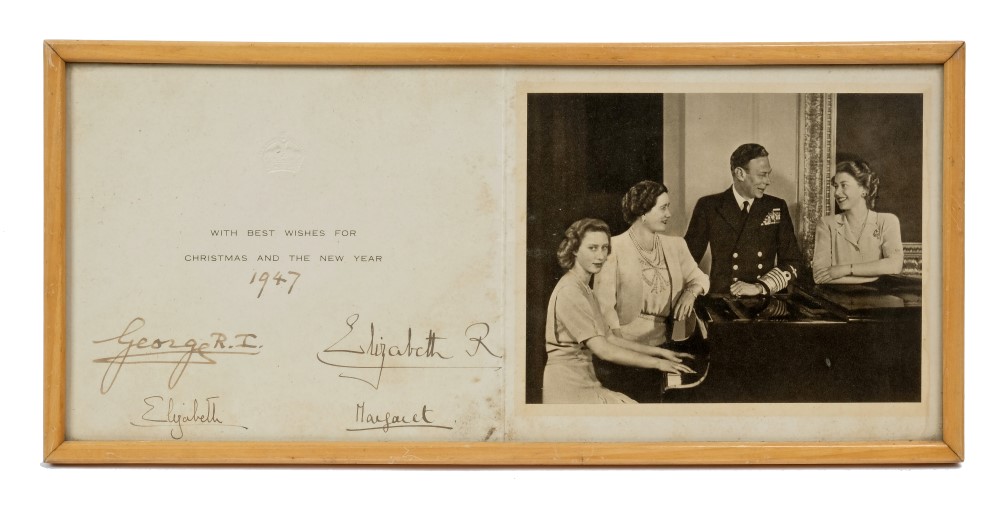 TM King George VI and Queen Elizabeth - rare signed 1947 Christmas card,