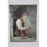 Victorian English school watercolour - The Shoe Maker, indistinctly signed, in glazed gilt frame,