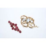 Georgian garnet brooch with foil-backed flat cut garnets in gold setting 46mm,