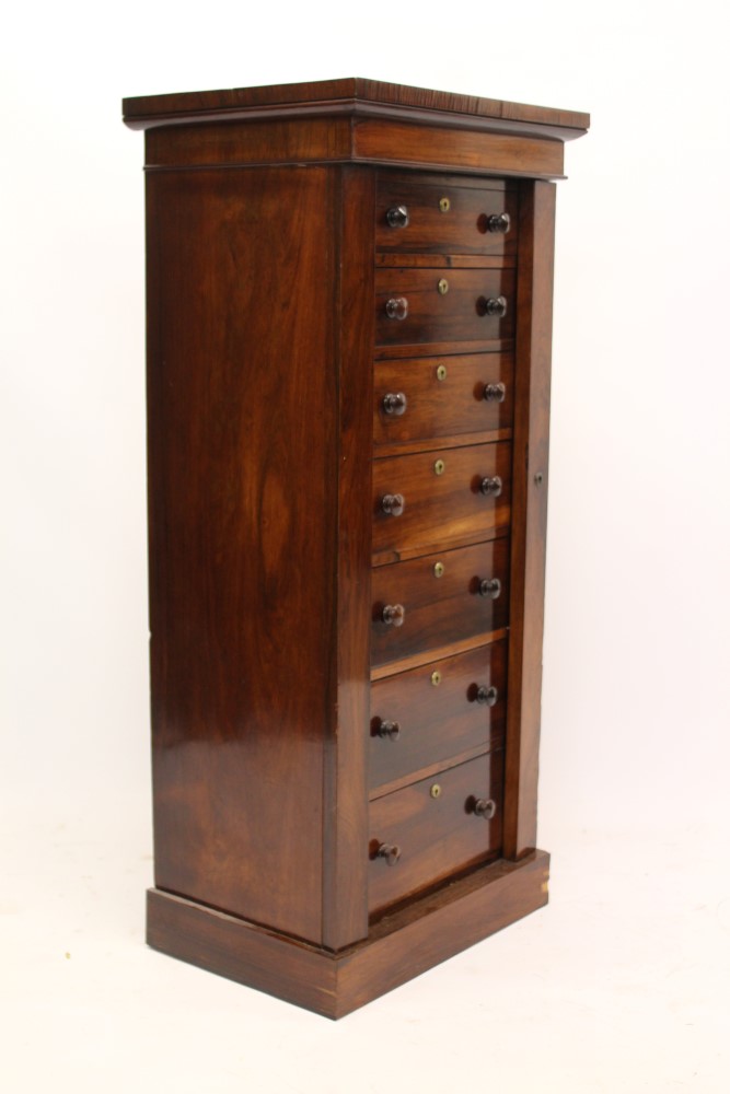 Fine early Victorian rosewood chest with locking stile and seven graduated drawers, - Image 6 of 6