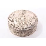 Late 19th century Continental silver box of circular form,
