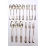 Selection of late 19th century Austro-Hungarian 800 silver fiddle pattern flatware with engraved