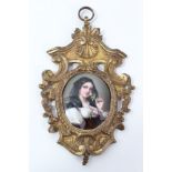19th century Continental enamelled portrait miniature,