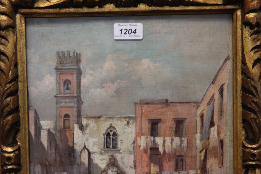Giovanni Coppola, oil on canvas - a market scene in Naples, signed, inscribed, in gilt frame, - Image 3 of 4