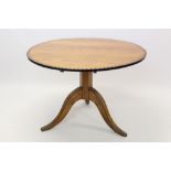 19th century Continental oak, crossbanded and dogtooth painted breakfast table,