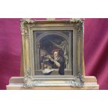 Follower of Gerrit Dou (1613 - 1675), oil on tin - The Scribe, in gilt frame,