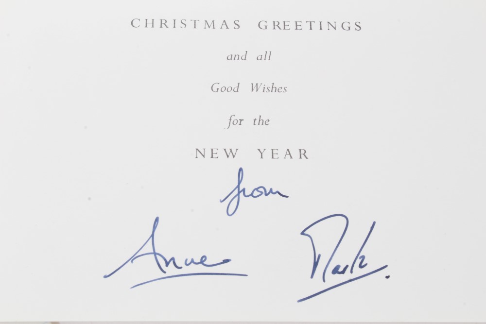 HRH Princess Anne The Princess Royal and Captain Mark Phillips - seven signed Christmas cards in - Image 2 of 3