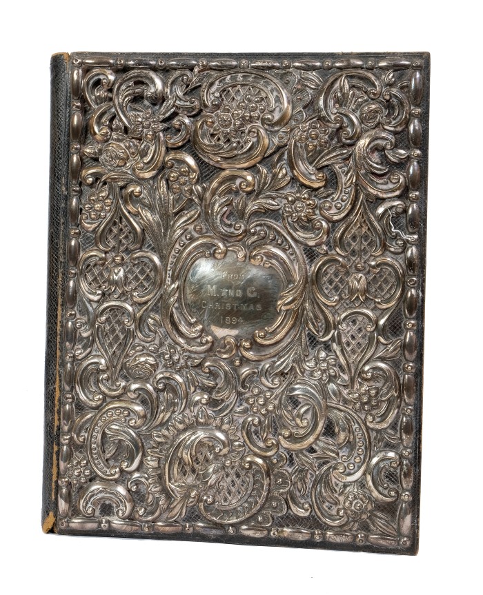 Fine Victorian silver mounted leather Royal Presentation blotter given by TRH The Duke and Duchess