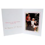 TRH The Prince and Princess of Wales - signed 1989 Christmas card with twin gilt Royal ciphers to