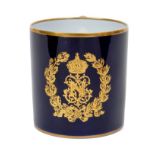 19th century French Napoleon III Sèvres-style coffee can with gilt crowned N Imperial cipher within