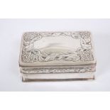 Edwardian silver box of rectangular form, by Ramsden & Carr, with band of raised foliate decoration,