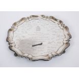 1940s silver salver of octagonal form,