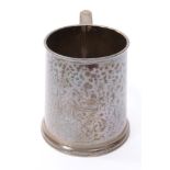 1930s silver mug of tapering cylindrical form,